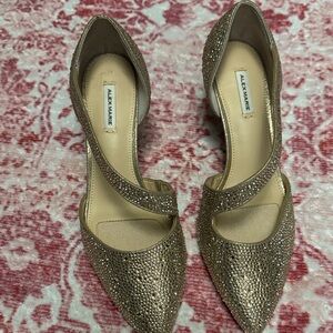 Alex Marie Gold Glitter Pointed D'Orsay Heels